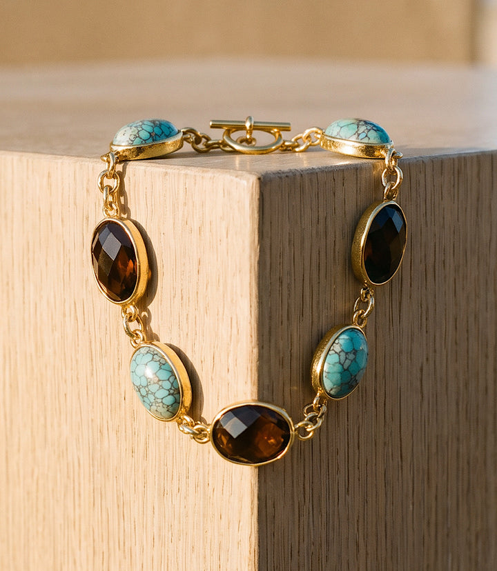 Mixed Turquoise And Gemstone Station Bracelet