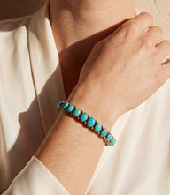 Beaded Turquoise Sterling Silver Cuff Bracelet