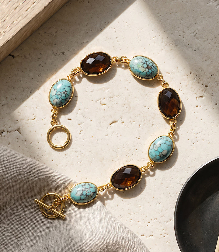 Mixed Turquoise And Gemstone Station Bracelet