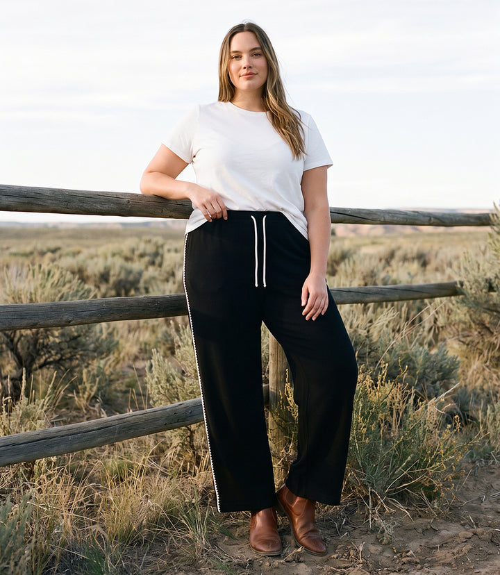 Plus Size Edge Stitch Drawstring Sweatpants