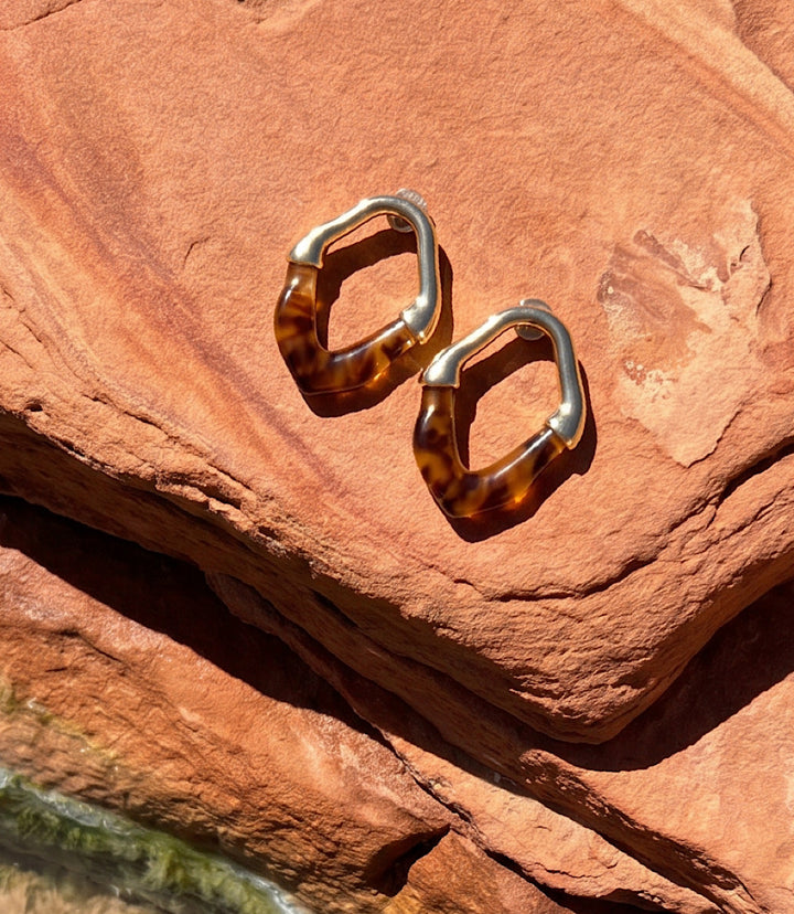 Organic Oval Amber Earrings