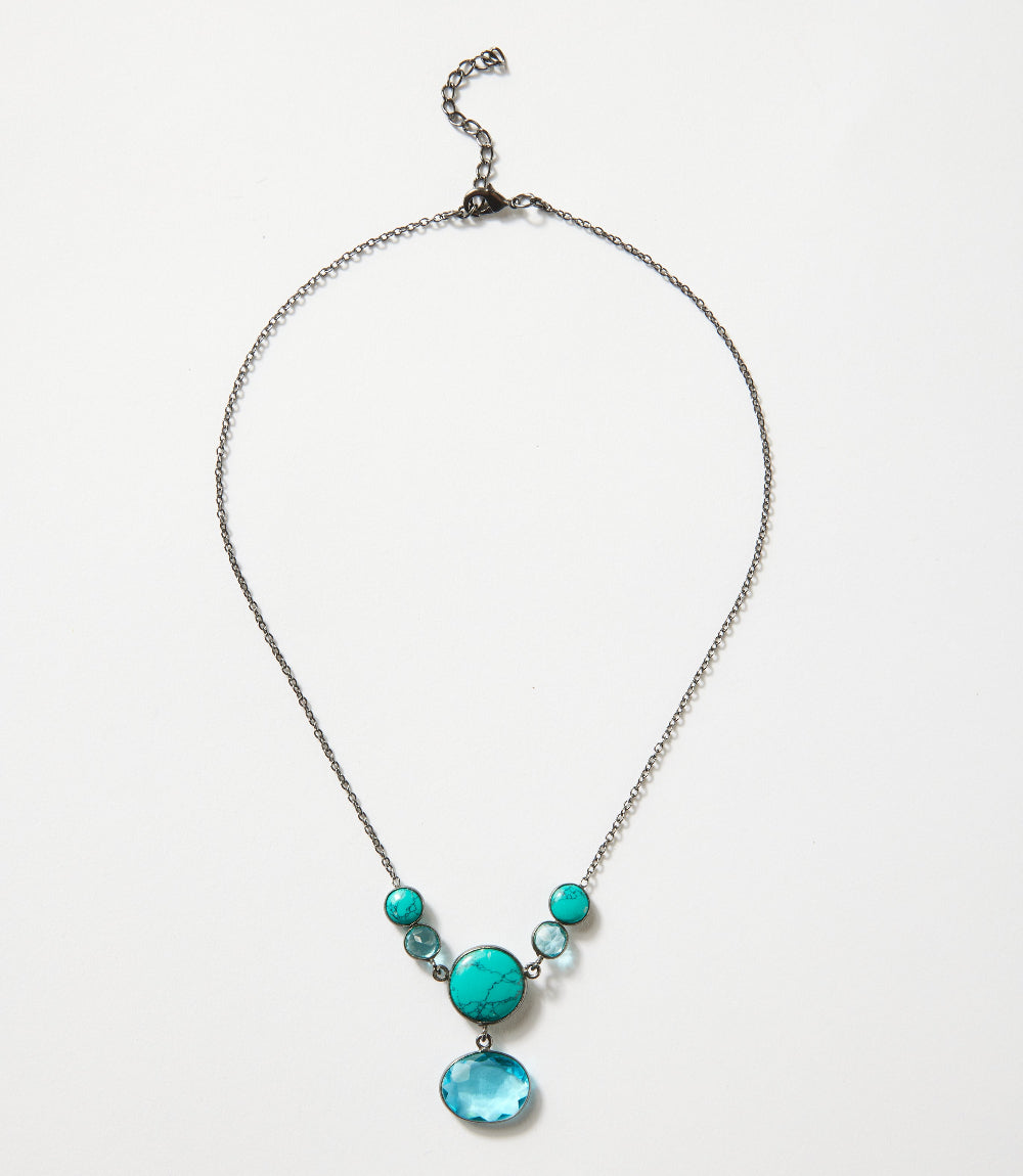 Turquoise And Blue Topaz Statement Necklace