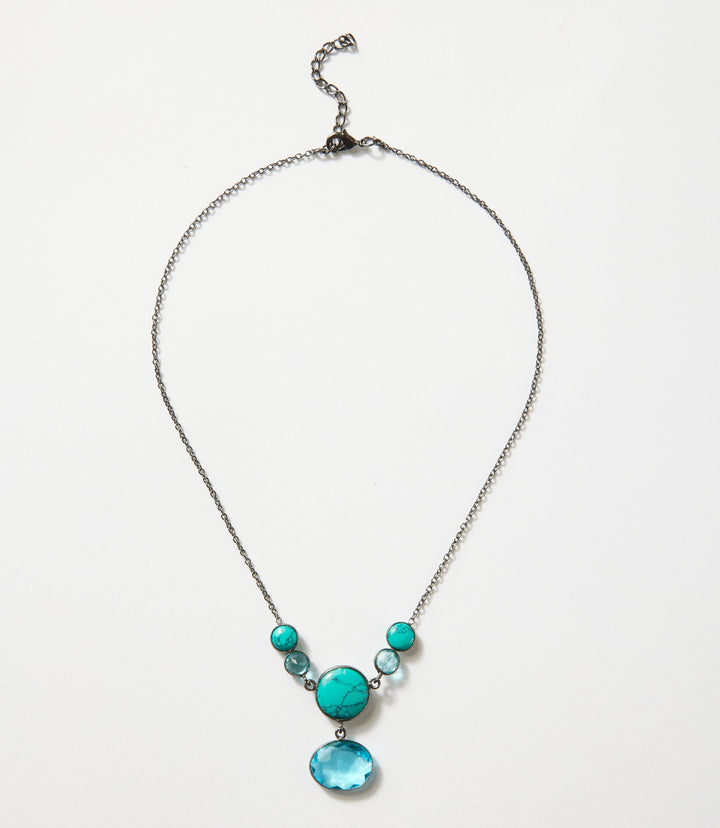Turquoise And Blue Topaz Statement Necklace