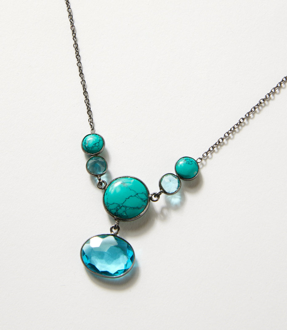 Turquoise And Blue Topaz Statement Necklace