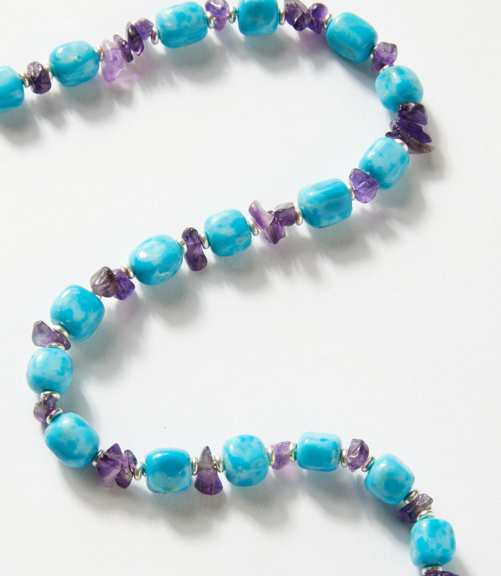 Larimar And Amethyst Beaded Necklace