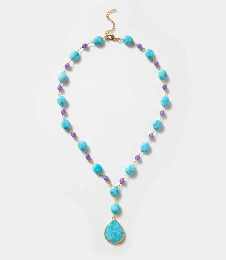 Larimar And Amethyst Lariat Necklace