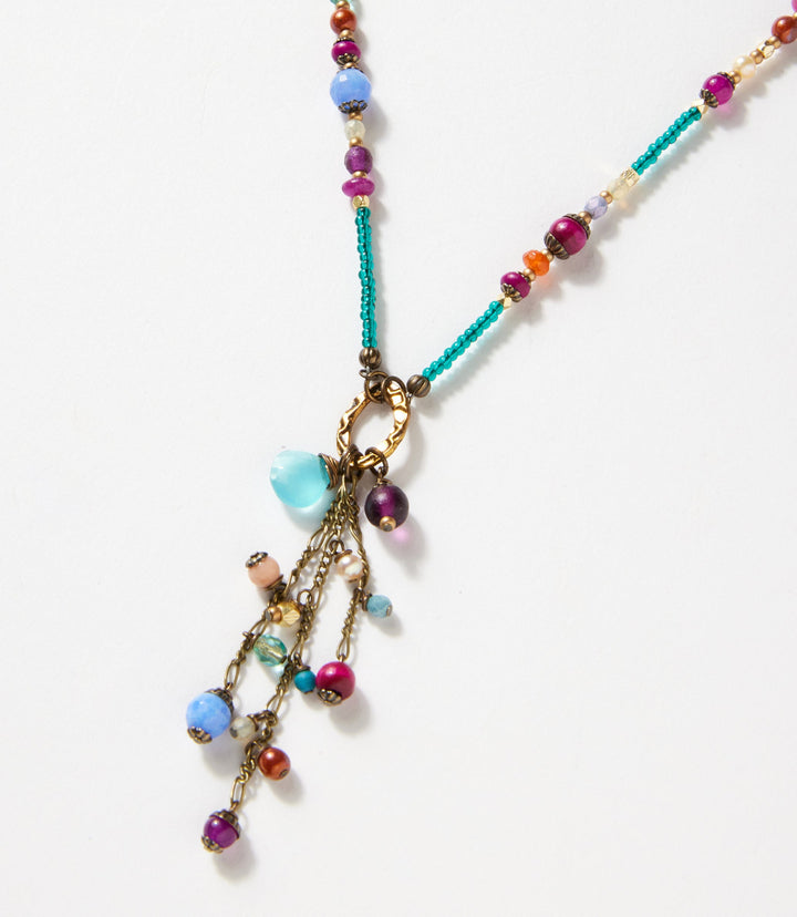 Czech Glass Beaded Tassel Necklace