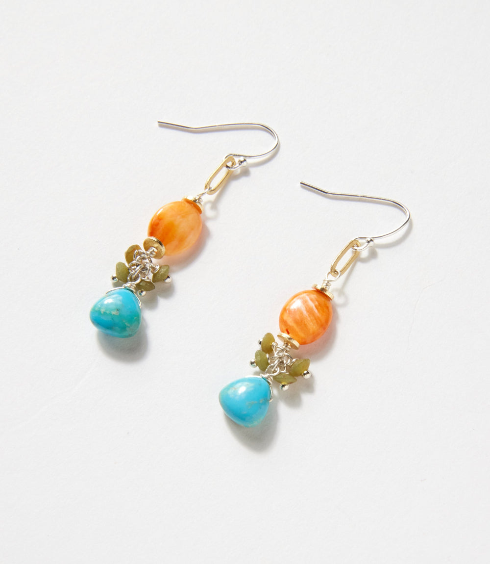 Spiny Oyster & Turquoise Dangle Earrings