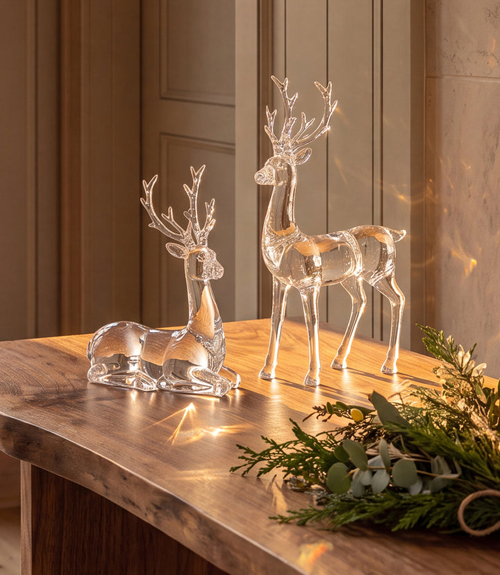 Acrylic Deer Sculptures, Set Of 2