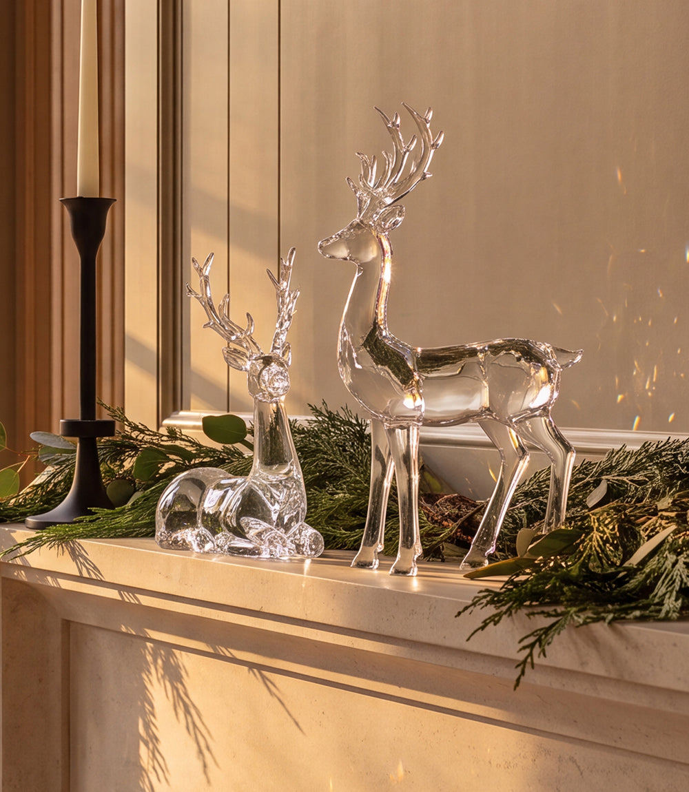 Acrylic Deer Sculptures, Set Of 2