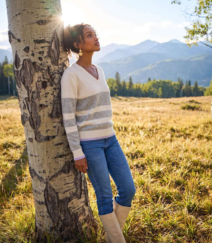 Stripe V-Neck Sweater