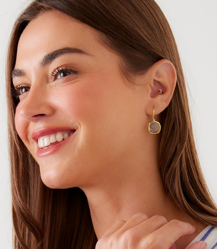 Gemstone Bezel Drop Earrings