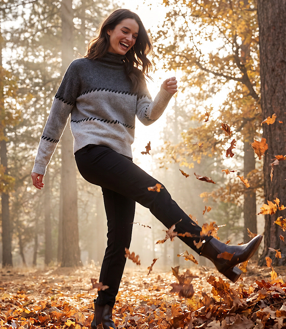 Contrast Stitch Mock Neck Colorblock Sweater