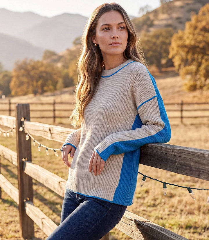 Colorblock Crewneck Sweater