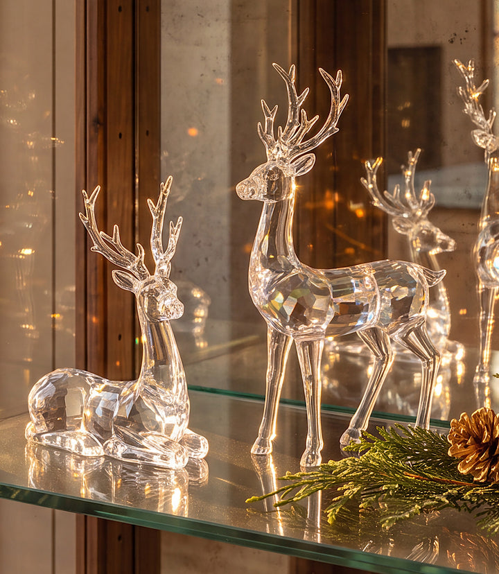 Acrylic Deer Sculptures, Set Of 2