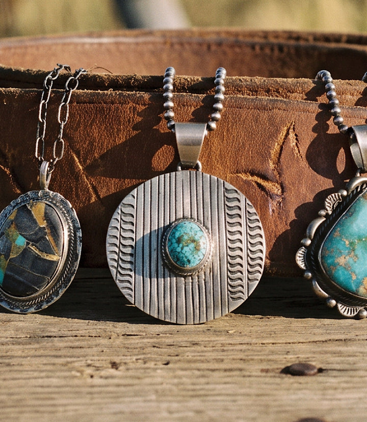 Sterling Silver Turquoise Disc Necklace