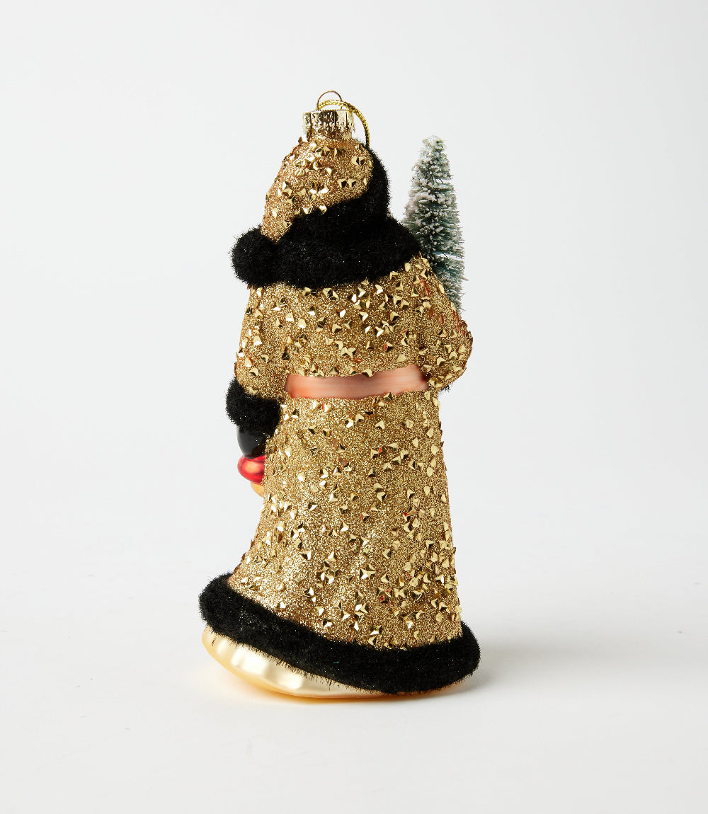 Through The Woods Santa Glass Ornament