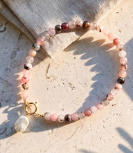 Beaded Pink Jade And Pearl Necklace