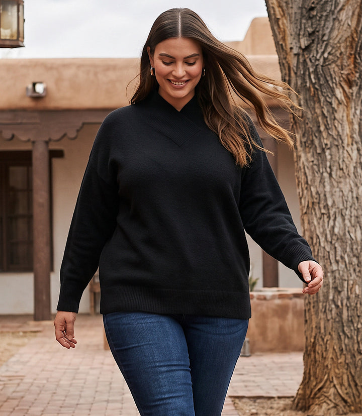 Plus Size Shawl Collar Sweater