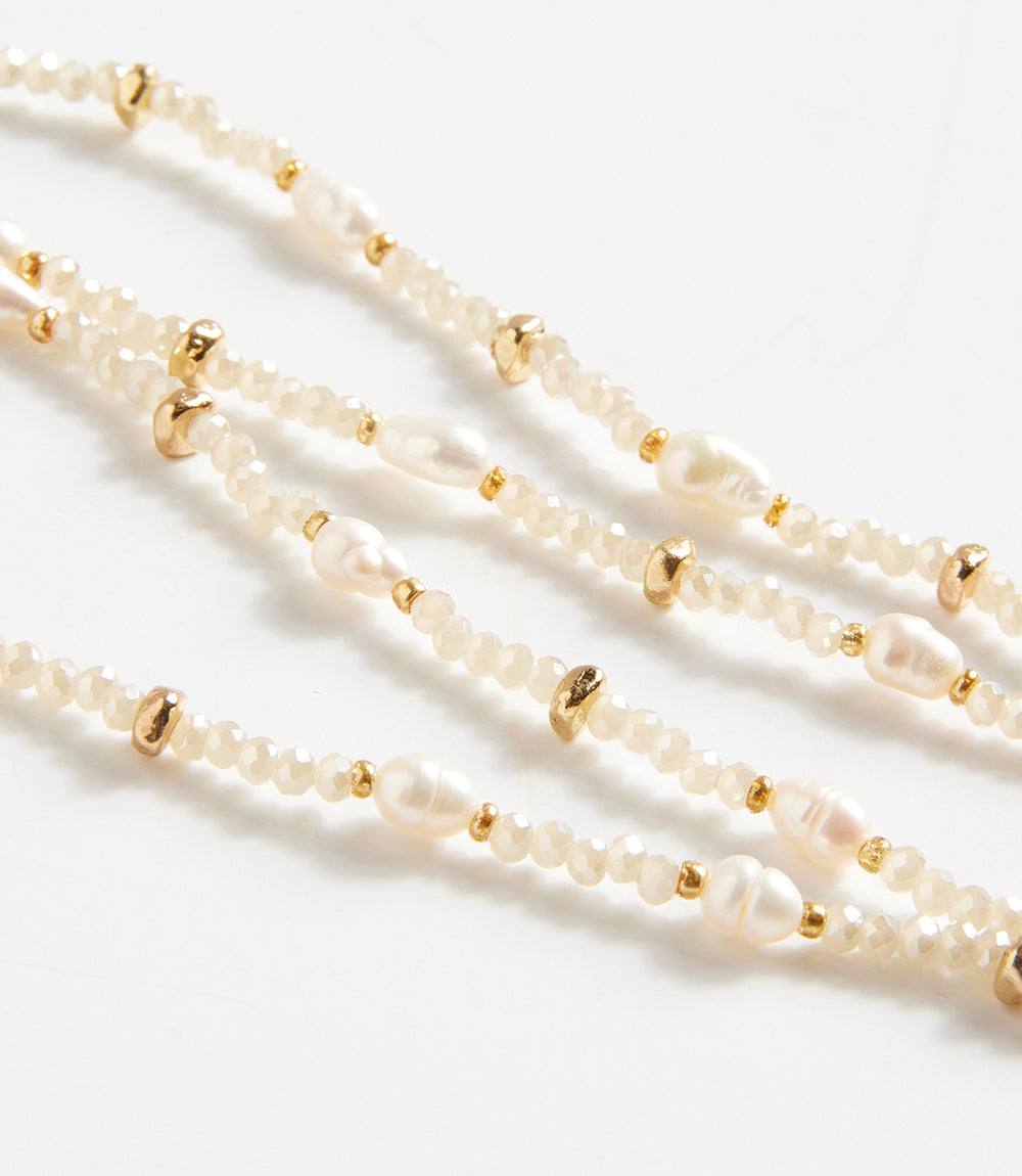 Beaded Gemstone And Pearl Stretch Bracelet