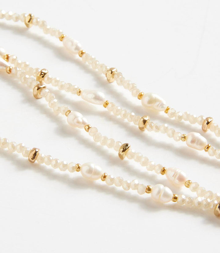 Beaded Gemstone And Pearl Stretch Bracelet