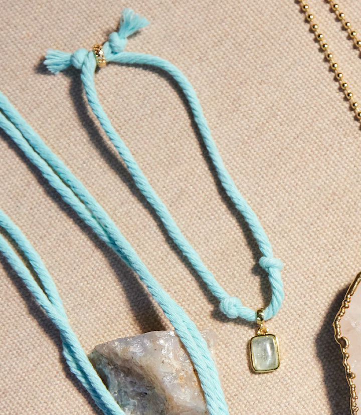 Rectangular Gemstone Cord Bracelet