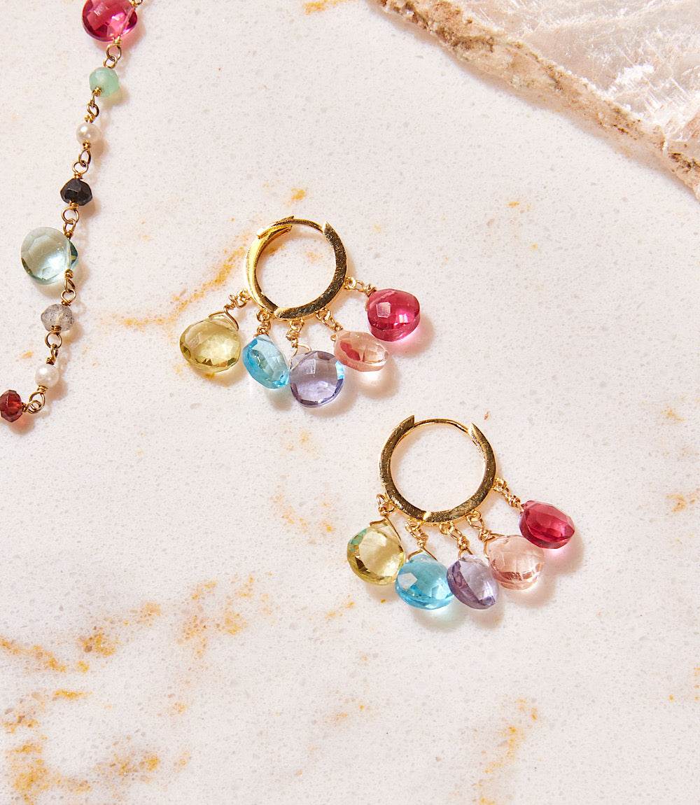 Gemstone Huggie Earrings
