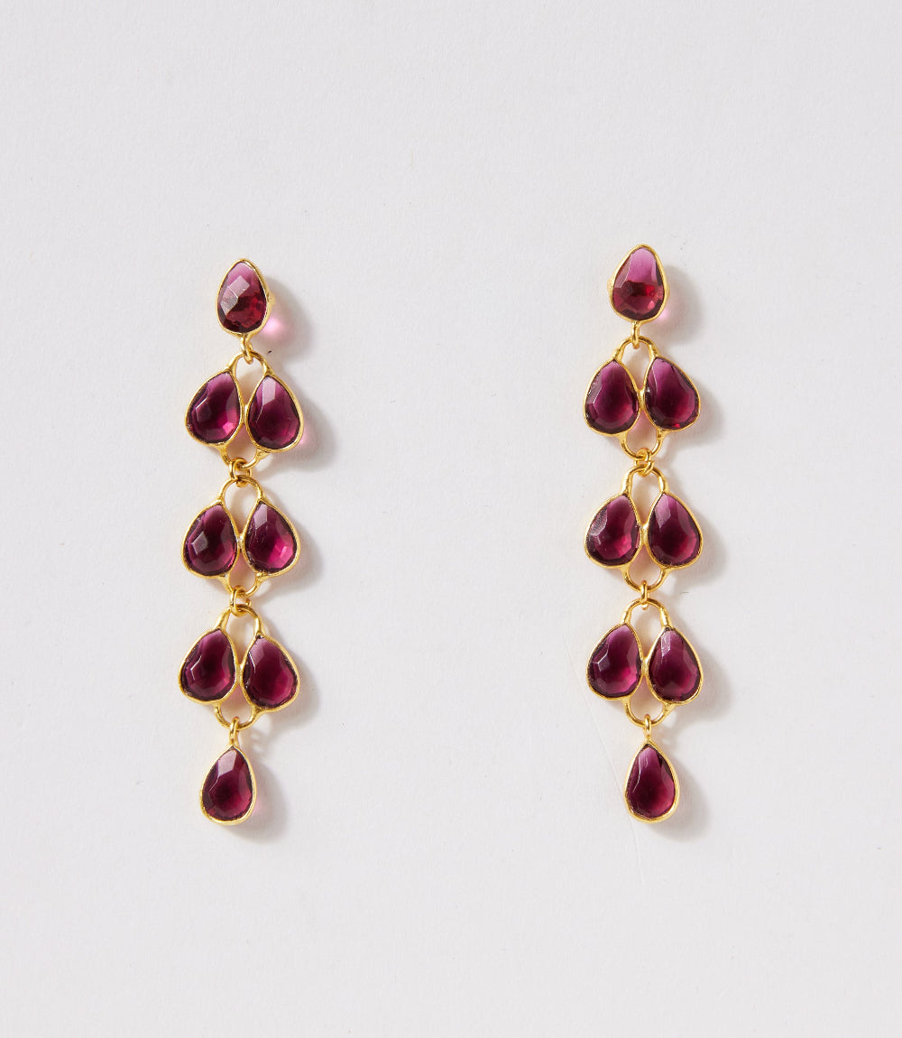 Feather Drop Gemstone Earrings