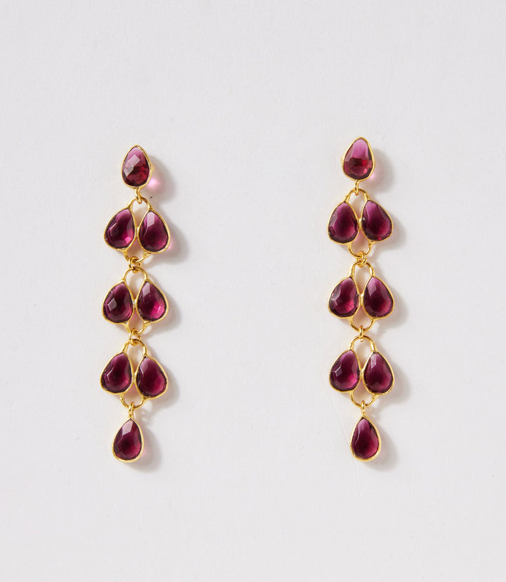 Feather Drop Gemstone Earrings