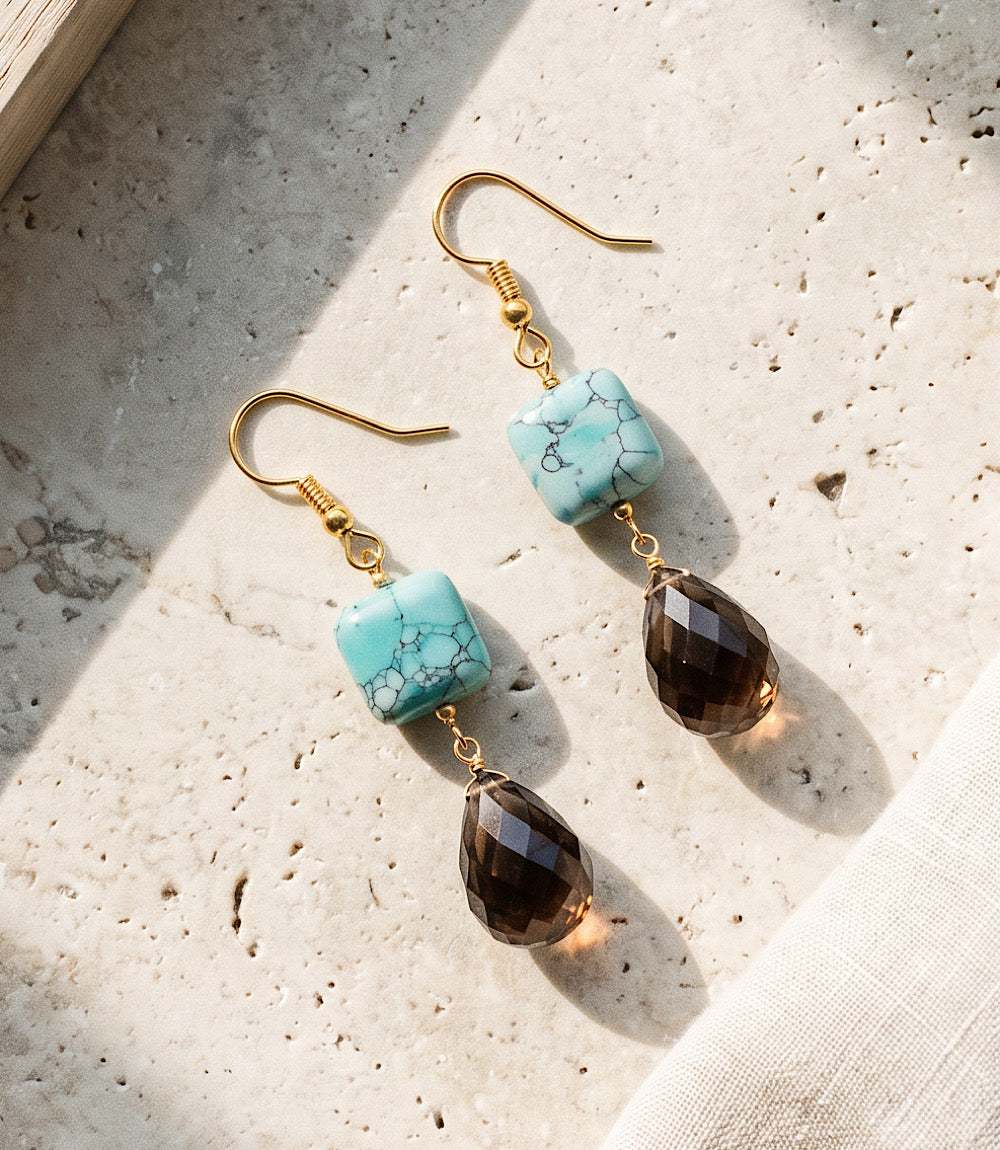 Mixed Turquoise Gemstone Drop Earrings