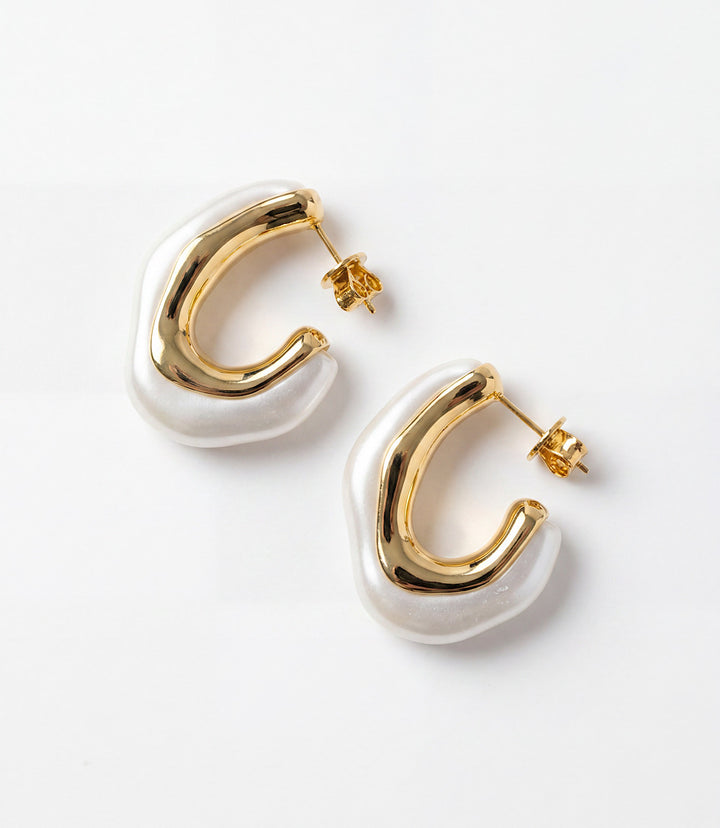 Organic Pearl Hoop Earrings