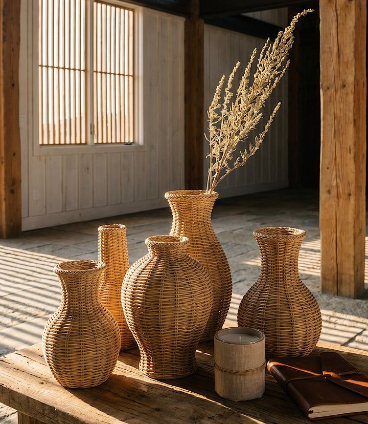 Carmel Bell Basket Weave Resin Vase