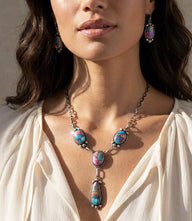 Dahlia Rose Turquoise Lariat Necklace And Earring Set