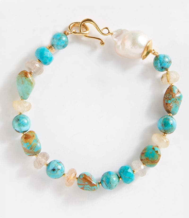 Chan Luu Turquoise And Pearl Bracelet
