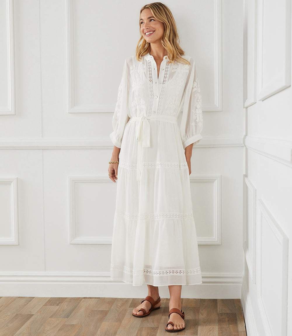 Embroidered Tiered Dress