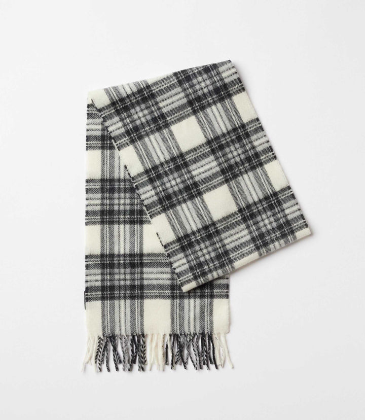 Merino Wool Fringed Plaid Scarf