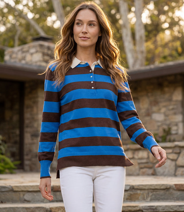 Game Day Collared Stripe Sweater