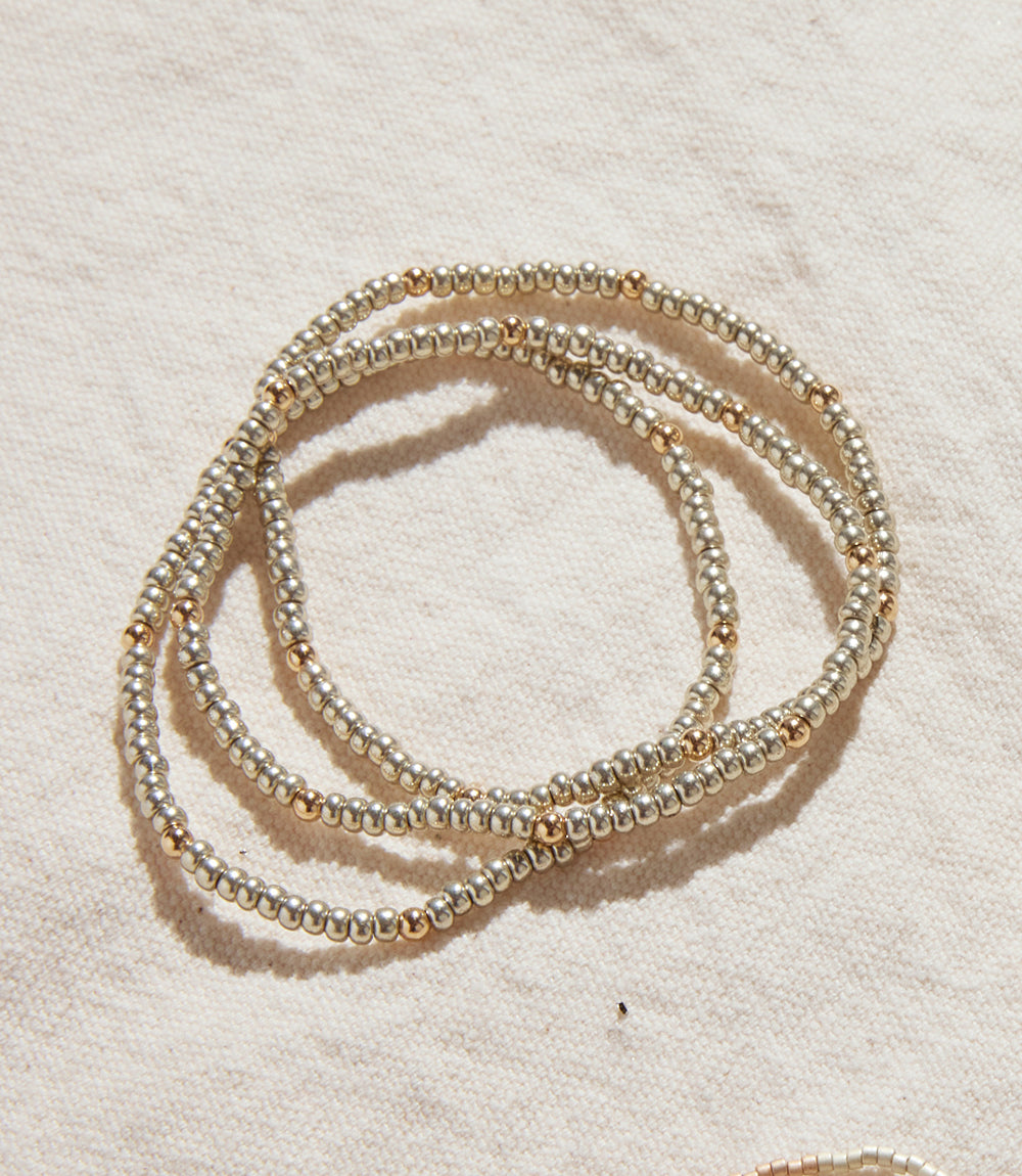 Beaded Crystal Bracelets, Set Of 3