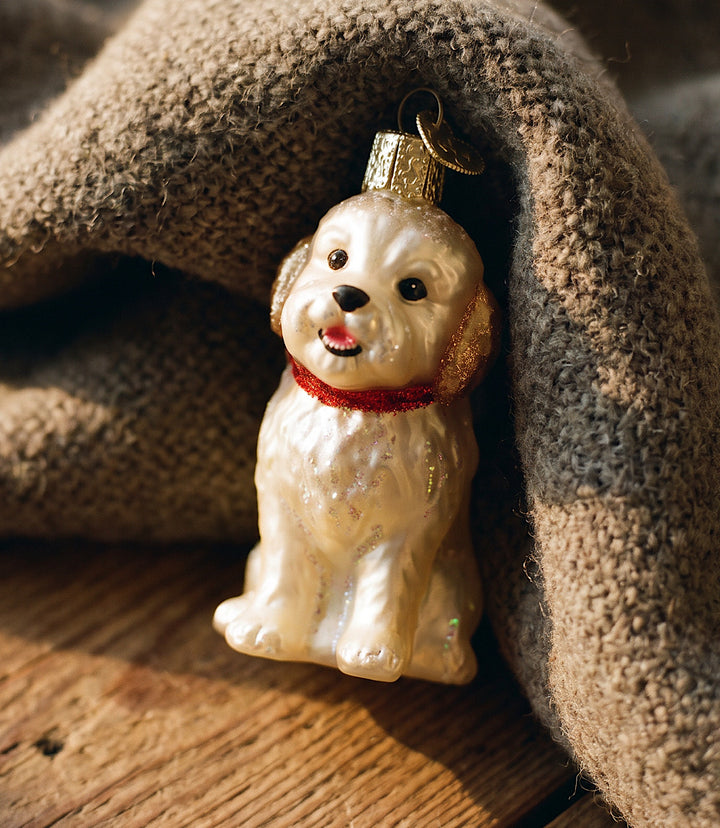 Cockapoo Puppy Glass Ornament