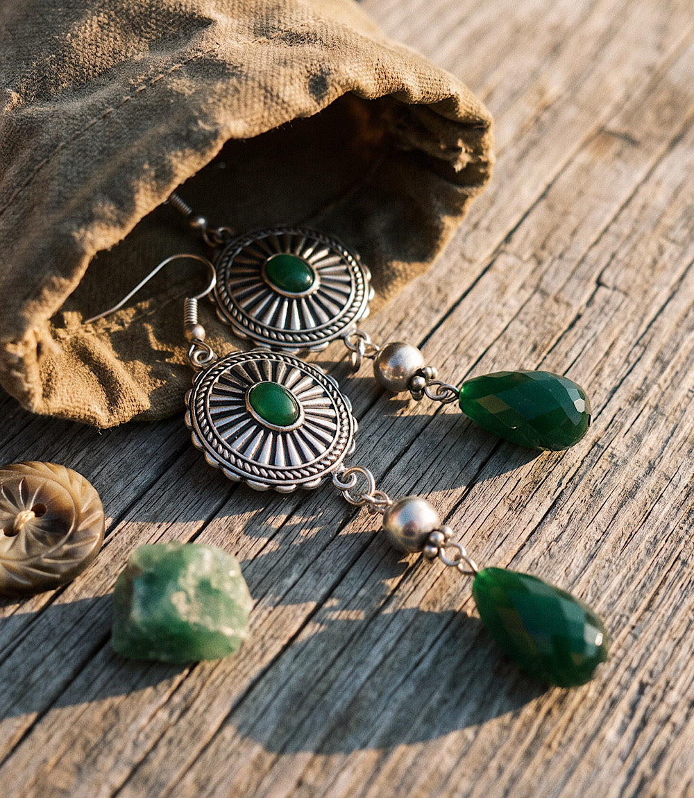 Beaded Concho Earrings
