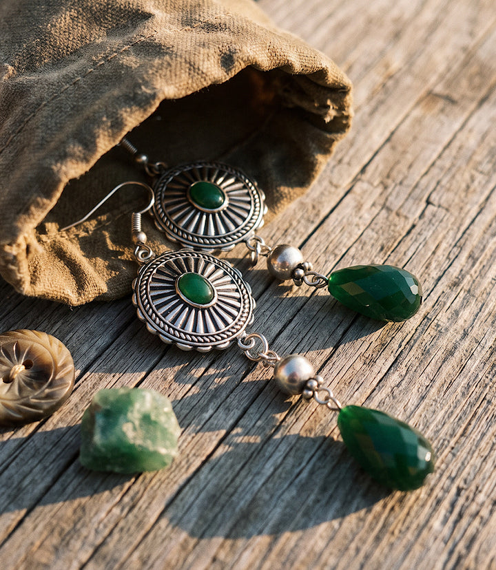 Beaded Concho Earrings