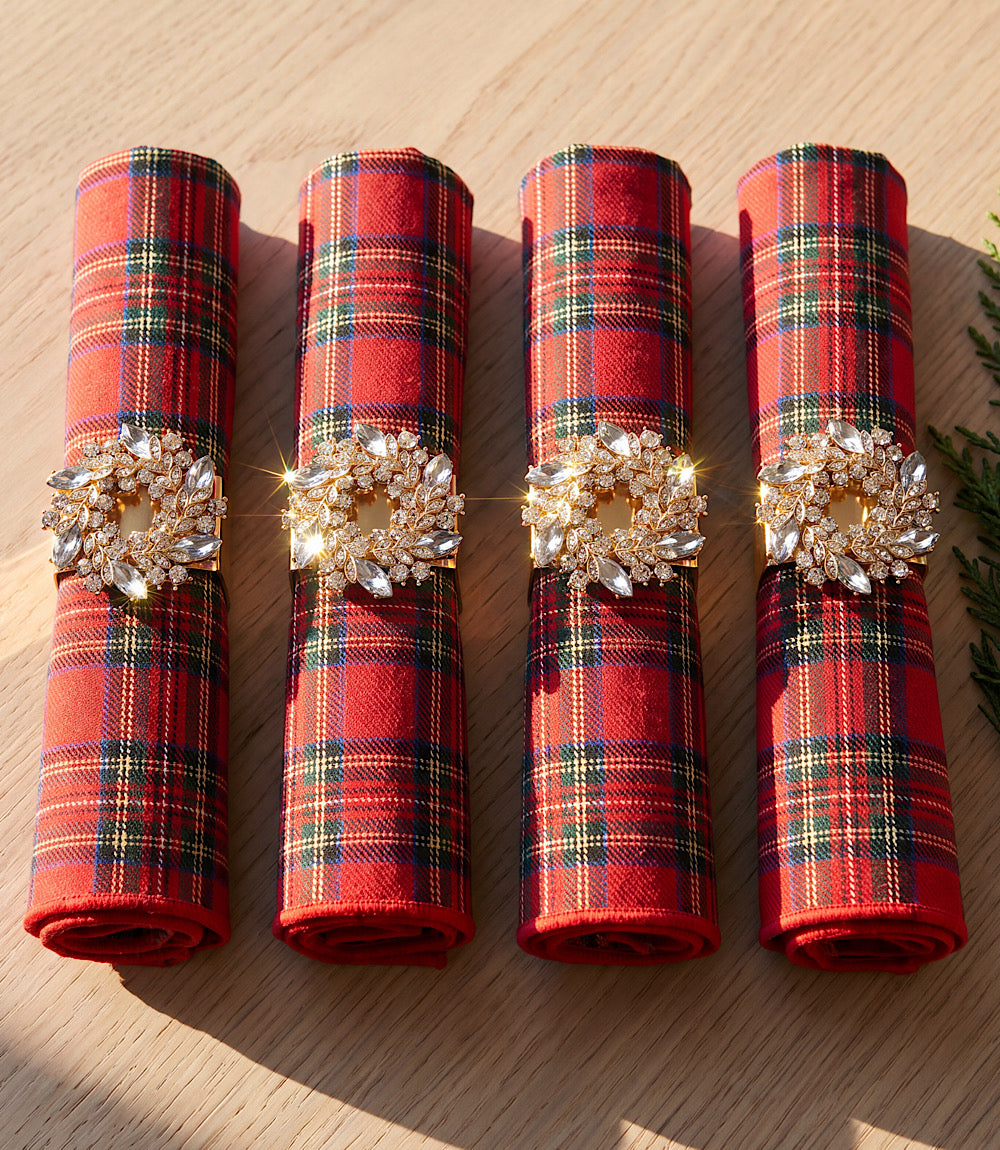 Jeweled Wreath Napkin Rings, Set Of 4