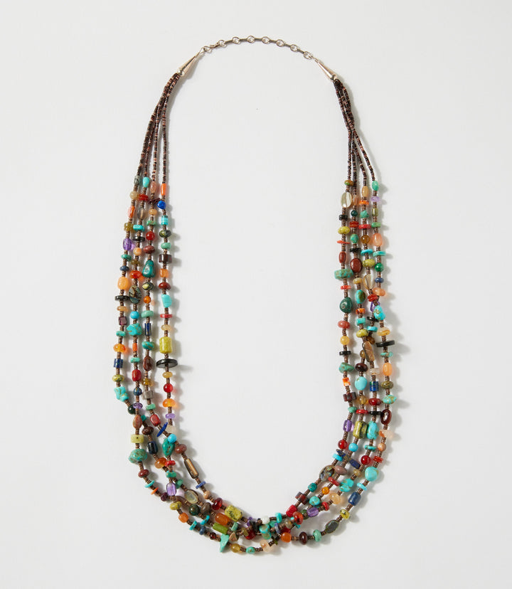 Four Strand Turquoise And Spiny Oyster Necklace