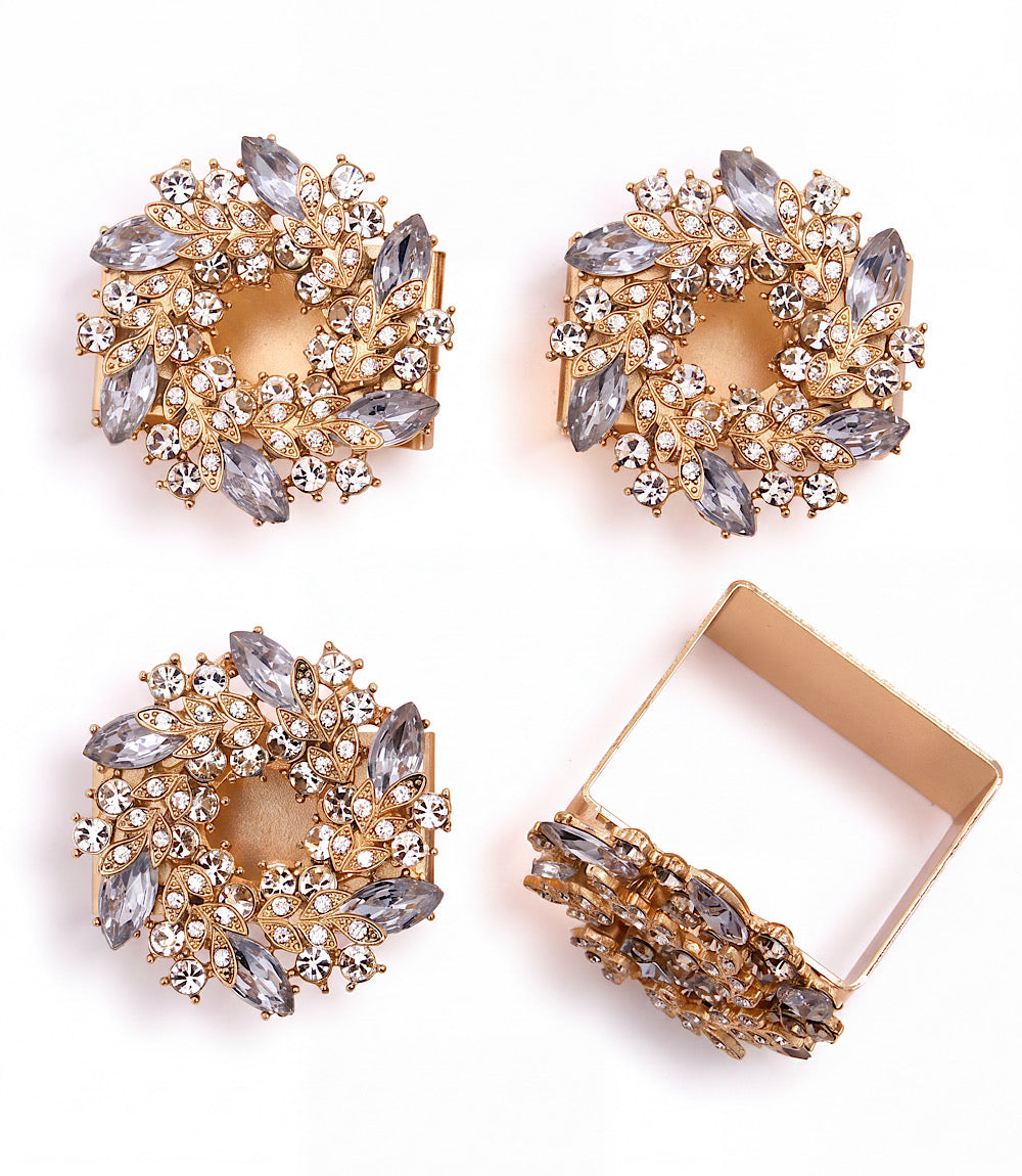 Jeweled Wreath Napkin Rings, Set Of 4