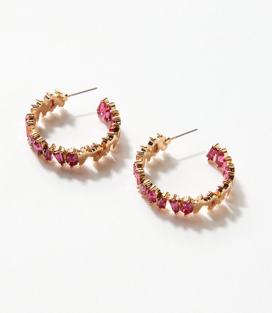 Angled Crystal Hoop Earrings