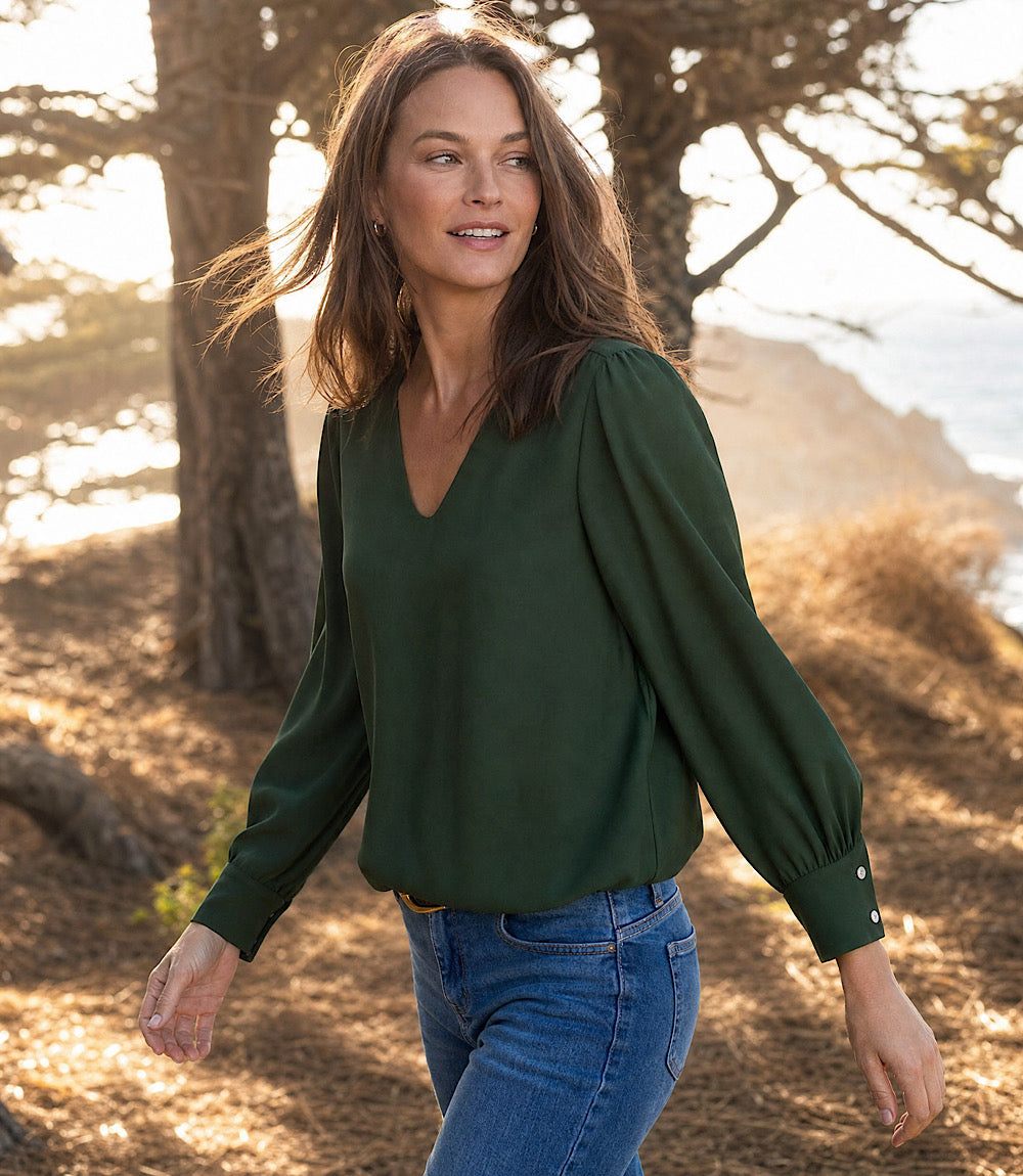 Puff Sleeve V-Neck Top