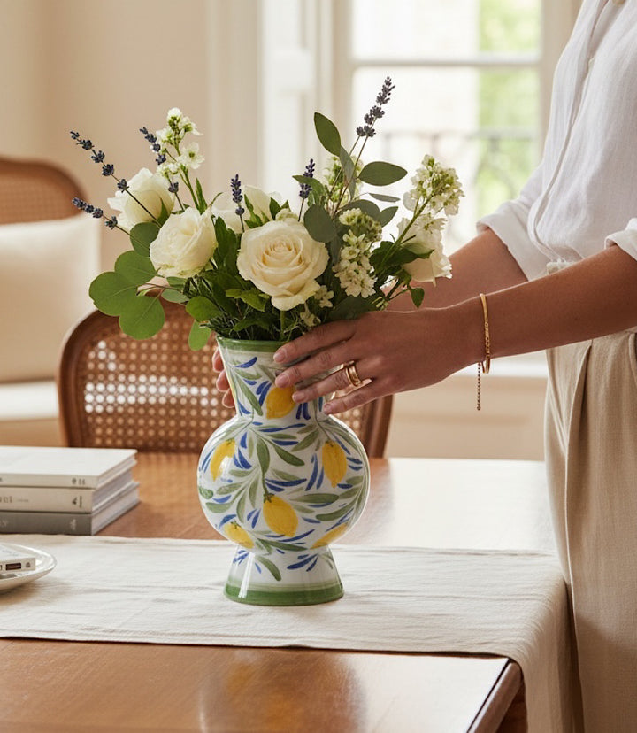 Hand-Painted Small Lemon Vase