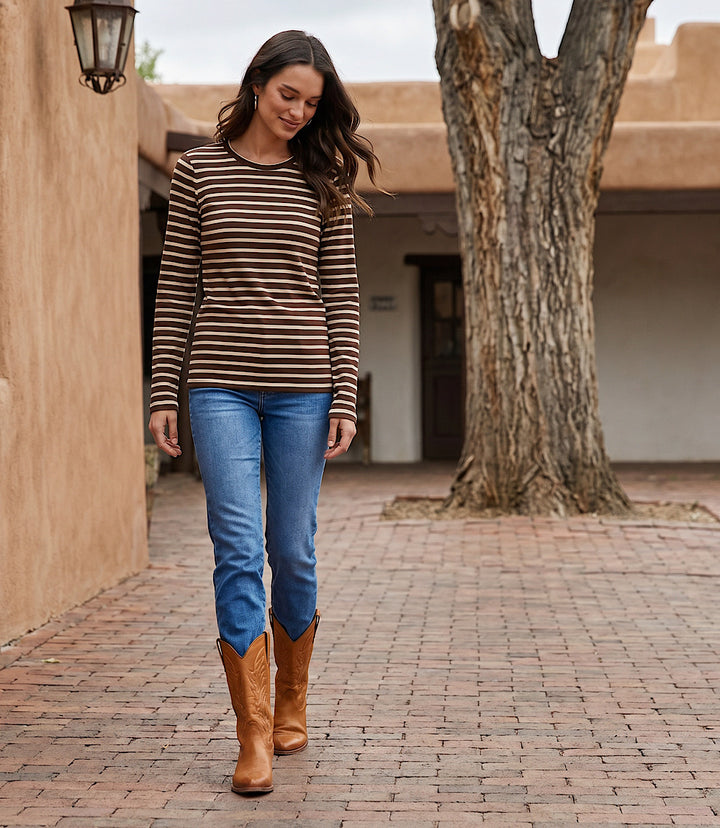 Stripe Long Sleeve Crewneck Top