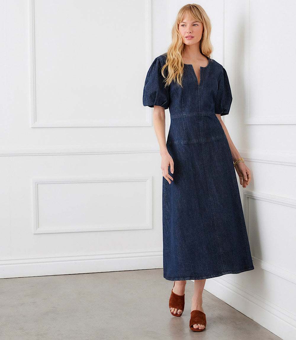 Puff Sleeve Midi Dress