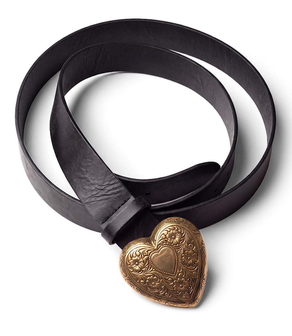 Streets Ahead Leather Embellished Heart Buckle Belt